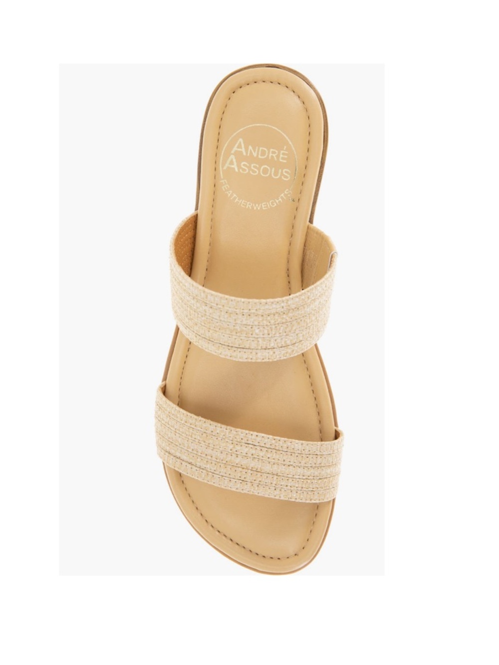 Andre Assous Nabila Flat Two‑Strap Slide Sandals Tan & Natural Women’s Size 10 - Picture 6 of 13